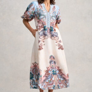 Printed Linen Blend Dress - Chyka Paisley Print