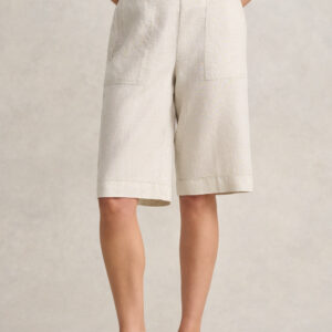 Waist Tab Linen Short - Natural Cross Dye