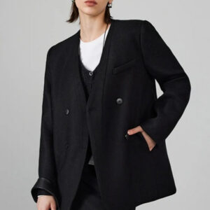 Double Breasted Wool Blend Blazer